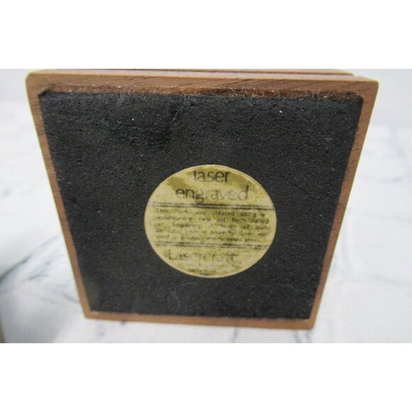 MCM Lasercraft Walnut Wood Business Card Holder Paperweight Letter Opener Trees - Picture 3 of 6